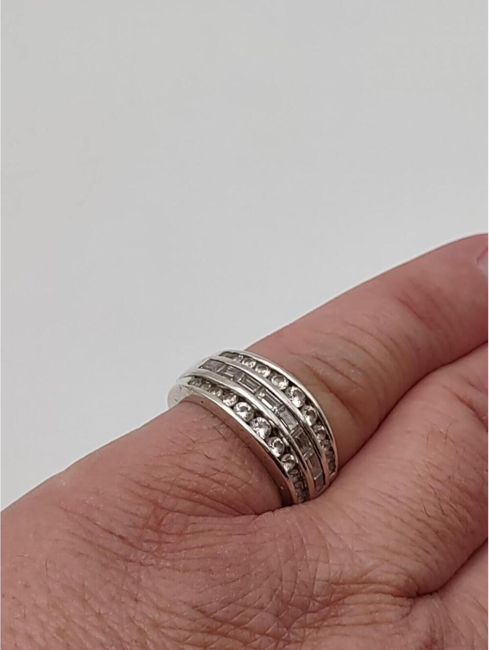 QVC Diamonique CZ Band Ring 925 Sterling Sz 6.75